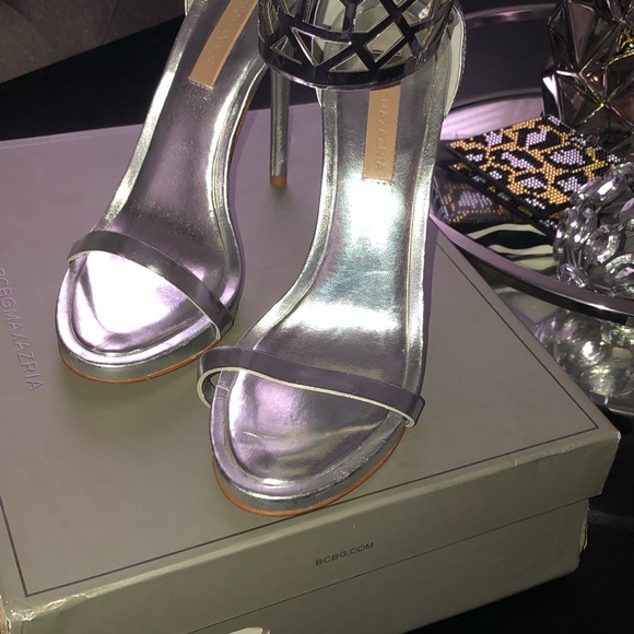 BCBGMAXAZRIA Silver Estie heel sandal prom - Picture 8 of 8